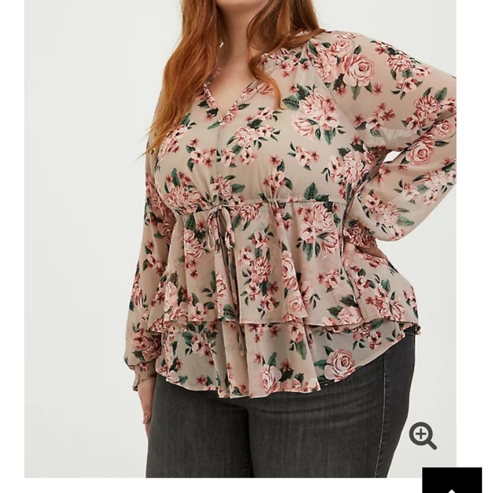 Torrid Floral Crinkle Chiffon Blouse